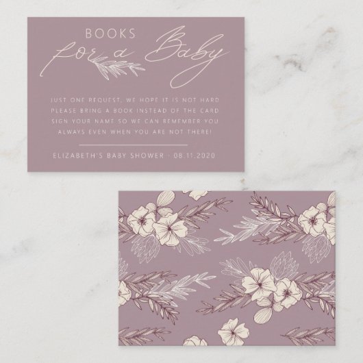 ブックリクエストモダンベビーシャワー招待カード エンクロージャーカード (正面/裏面)