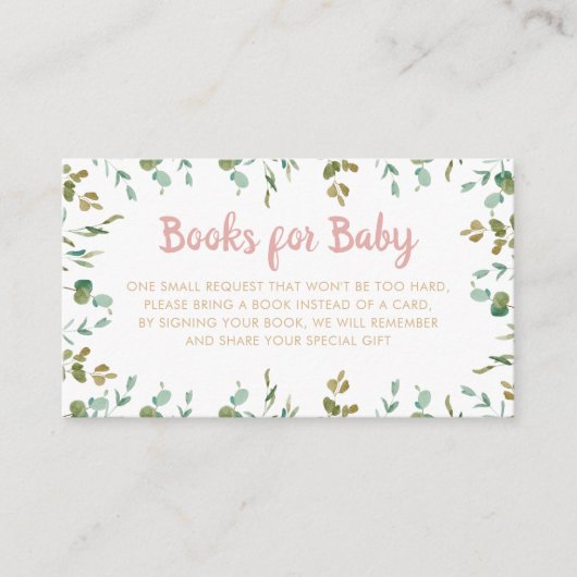 ブックリクエストユーカリ赤ちゃんシャワーエンクロージャ エンクロージャーカード (正面)