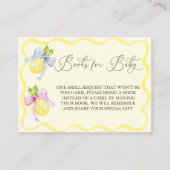 ブックリクエストレモンピンクブルーボウ赤ちゃんシャワー エンクロージャーカード (正面)