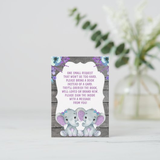 ブックリクエスト双子ゾウのシャワーパープルティール(緑がかった色) エンクロージャーカード (スタンド正面)