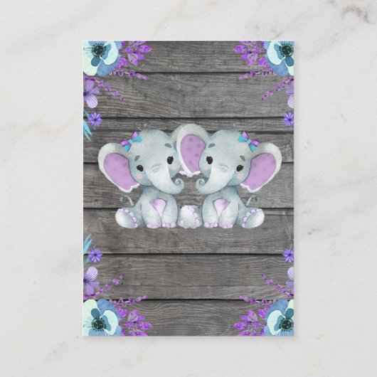 ブックリクエスト双子ゾウのシャワーパープルティール(緑がかった色) エンクロージャーカード (裏面)