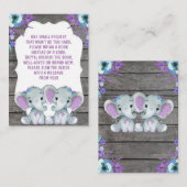 ブックリクエスト双子ゾウのシャワーパープルティール(緑がかった色) エンクロージャーカード (正面/裏面)