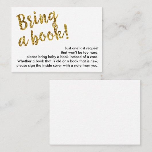 ブックリクエスト挿入エンクロージャカード、金ゴールドグリッター エンクロージャーカード (正面/裏面)