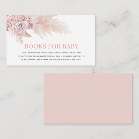 ブックリクエスト赤ちゃんシャワーぼほ赤面ピンクカード エンクロージャーカード (正面/裏面)