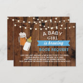 ブックリクエスト赤ちゃんシャワービールボトルブルーウッド 招待状 (正面/裏面)