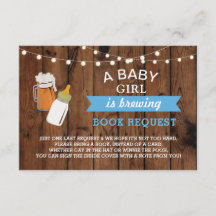 ブックリクエスト赤ちゃんシャワービールボトルブルーウッド