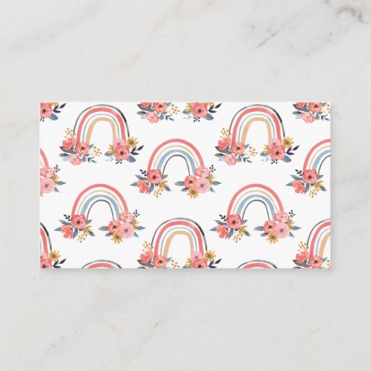 ブックリクエスト赤ちゃんシャワーレインボーカラフルフローラ エンクロージャーカード (裏面)