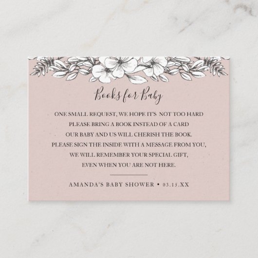 ブックリクエスト赤ちゃんシャワー招待状挿入カード エンクロージャーカード (正面)