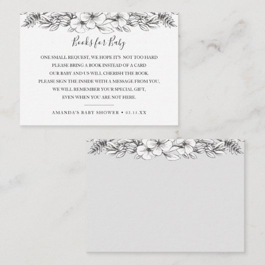 ブックリクエスト赤ちゃんシャワー招待状挿入カード エンクロージャーカード (正面/裏面)