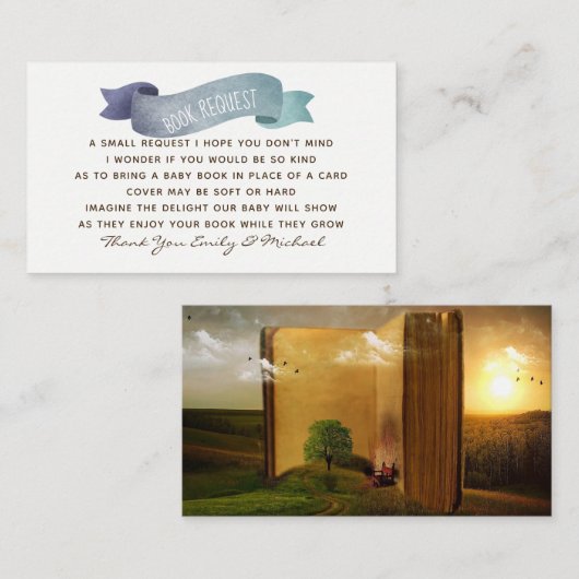 ブックリクエスト赤ちゃんシャワー招待状挿入 – 詩 エンクロージャーカード (正面/裏面)