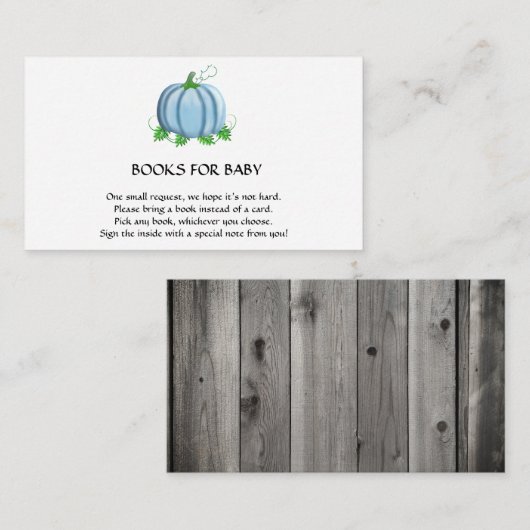 ブックリクエスト赤ちゃんシャワー秋カボチャ エンクロージャーカード (正面/裏面)