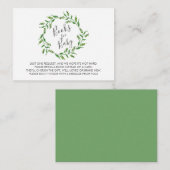 ブックリクエスト赤ちゃんシャワー緑リース エンクロージャーカード (正面/裏面)
