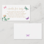 ブックリクエスト赤ちゃんシャワー蝶ユーカリ エンクロージャーカード (正面/裏面)