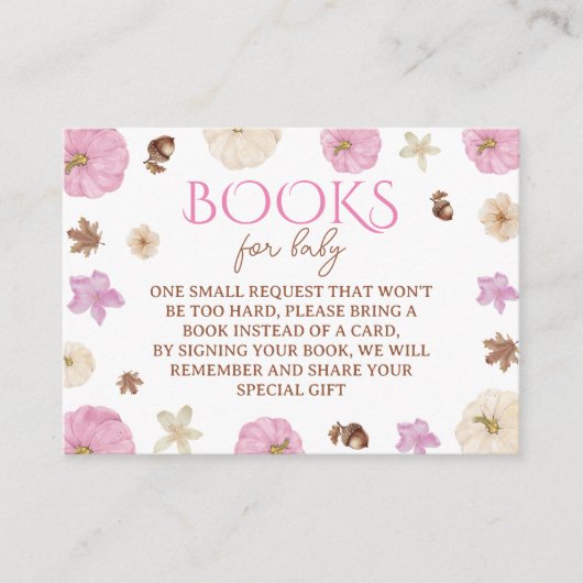 ブックリクエスト赤面カボチャ秋ベビーシャワー エンクロージャーカード (正面)