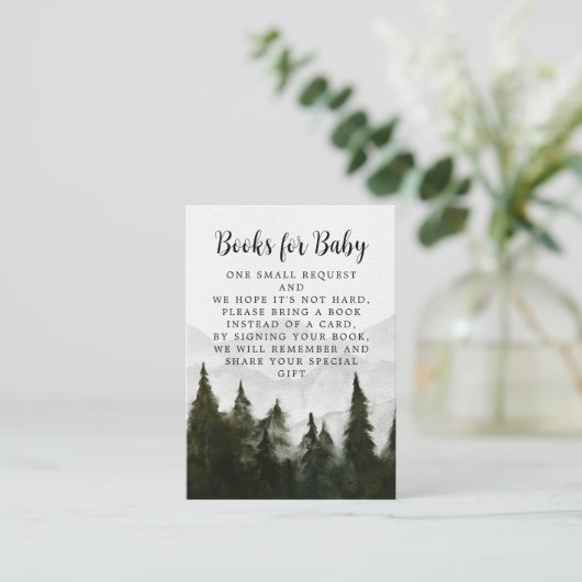 ブックリクエスト霧がかった森の赤ちゃんシャワー エンクロージャーカード (スタンド正面)