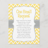 ブックリクエスト黄色と灰色のシェブロン赤ちゃんシャワー エンクロージャーカード (正面)