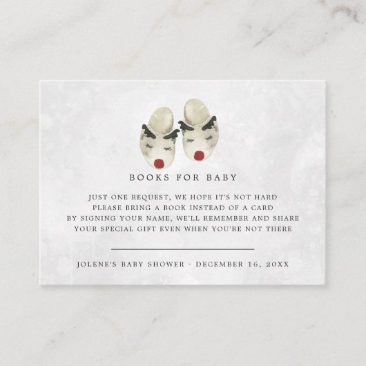 ブックリクエスト |トナカイの赤ちゃんシャワー エンクロージャーカード (正面)