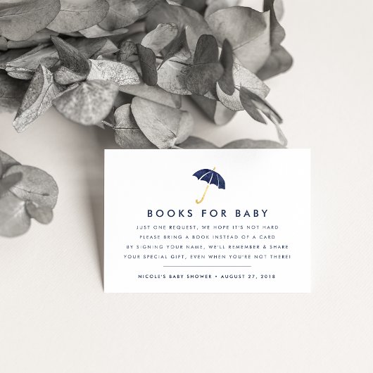ブックリクエスト |ネイビーベイビーシャワー挿入カード エンクロージャーカード