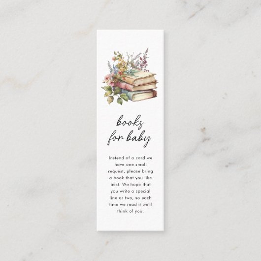 ブックリクエスト |ブックマーク赤ちゃんシャワーエンクロージャカード スキニー名刺 (正面)
