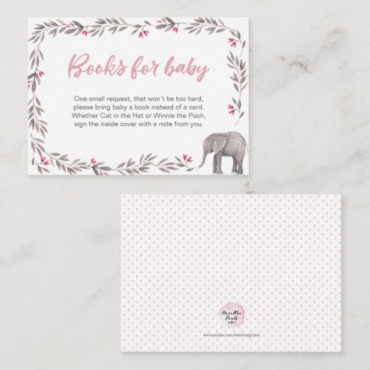 ブックリクエスト |ベビーシャワー招待状挿入カード エンクロージャーカード (正面/裏面)