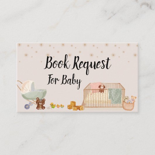 ブックリクエスト、ベビーシャワー エンクロージャーカード (正面)