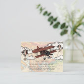 ブックリクエスト |ヴィンテージ飛行機の赤ちゃんシャワー挿入 エンクロージャーカード (スタンド正面)