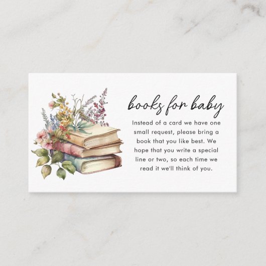 ブックリクエスト |本をテーマにした赤ちゃんシャワー エンクロージャーカード (正面)