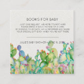 ブックリクエスト | 水彩サボテン赤ちゃんシャワーインサート エンクロージャーカード (正面)