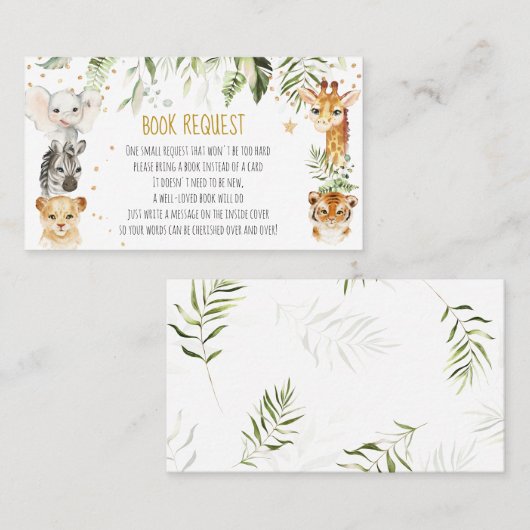 ブックリクエストSafariベビーシャワーカード プレイスカード (正面/裏面)