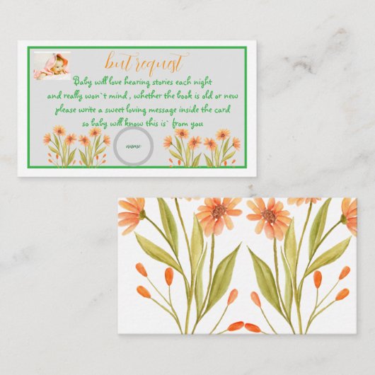 ブックリクエストwild flowerベビーshawerenclosureカード エンクロージャーカード (正面/裏面)