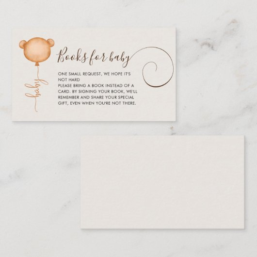 ブックリクエス男女兼用トバルーン赤ちゃんシャワー エンクロージャーカード (正面/裏面)