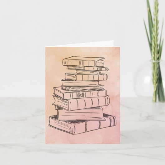 ブックリーダーヴィンテージ水彩図書室先生 サンキューカード (正面)