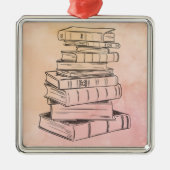 ブックリーダーヴィンテージ水彩図書室先生 メタルオーナメント (正面)