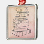 ブックリーダーヴィンテージ水彩図書室先生 メタルオーナメント (左)