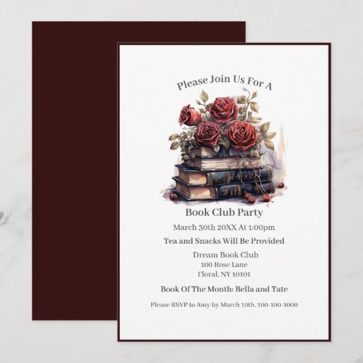 ブックレット、ブックラバー、ブッククラブ 招待状 (正面/裏面)