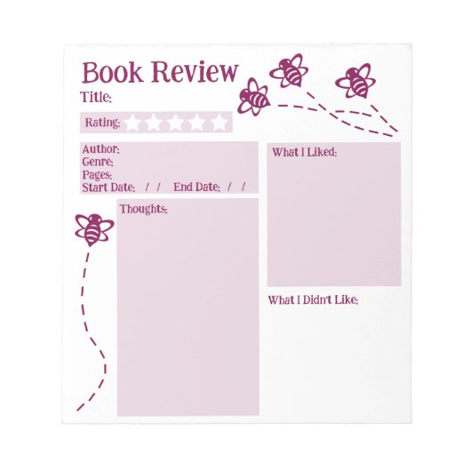 ブックレビュー読のBeeメモ帳 ノートパッド (正面)