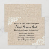 ブックレースバーラップ素朴赤ちゃんシャワーインサートを持って来る インビテーションポストカード (正面/裏面)