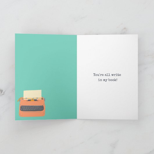 ブックローンチおめでとうございますカスタムタイプライター カード (内部)