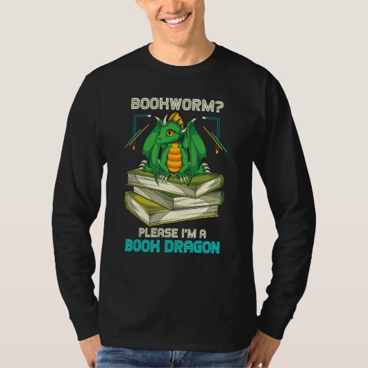 ブックワームお願い私の本ドラゴン図書館読み込み Tシャツ (正面)