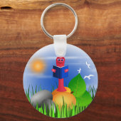 ブックワームかわいいカラフル丸いキーチェーン キーホルダー (正面)