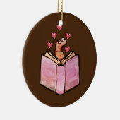 ブックワームかわいい本のような読者のアートワーク セラミックオーナメント (右)