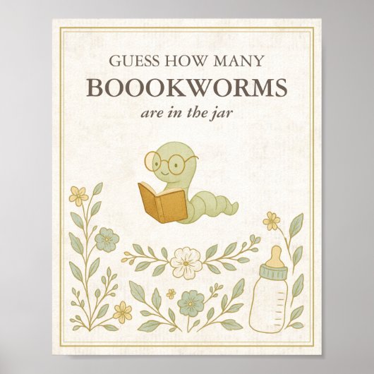 ブックワームのストーリーブックベビーシャワーの数を推測 ポスター (正面)