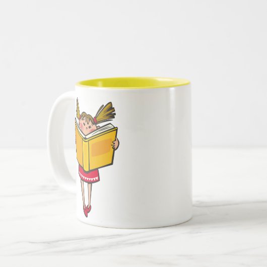ブックワームのブックオーバーギーク女の子 ツートーンマグカップ (正面左)