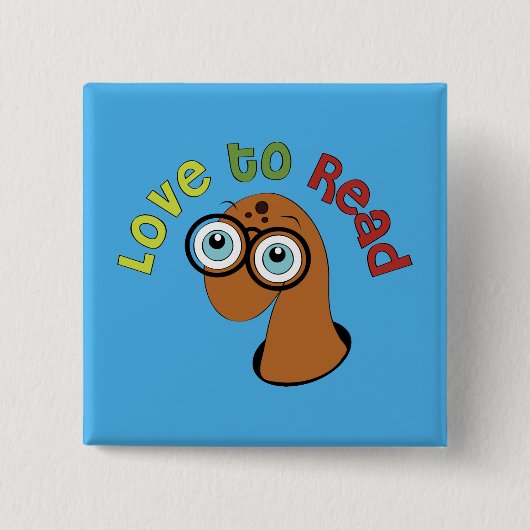 ブックワームのボタ読ンワードアートに愛をカット 缶バッジ (正面)