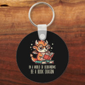 ブックワームの世界で本のドラゴンかわいい女性のキ キーホルダー (正面)
