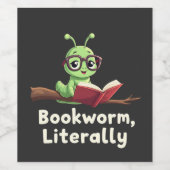 ブックワームの文字おもしろい通の著作愛好家 ワインラベル (シングルラベル)