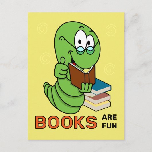 ブックワームの本はおもしろい ポストカード (正面)