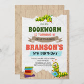 ブックワームの誕生日パーティーの招待 招待状 (正面/裏面)