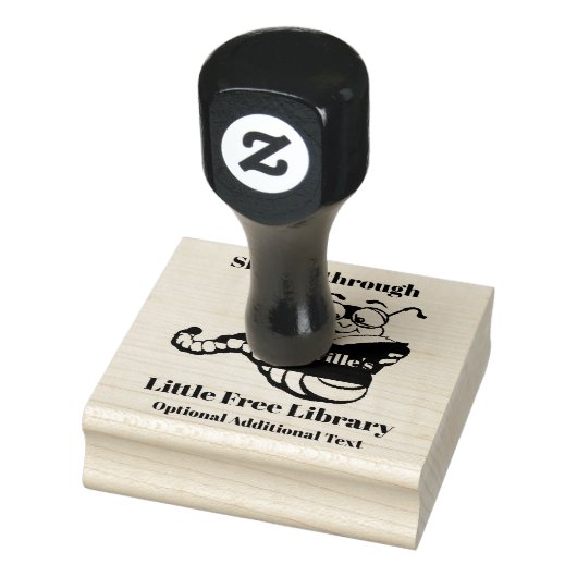 ブックワームデザイン木印 ラバースタンプ (スタンプ)