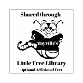 ブックワームデザイン木印 ラバースタンプ (インプリント)